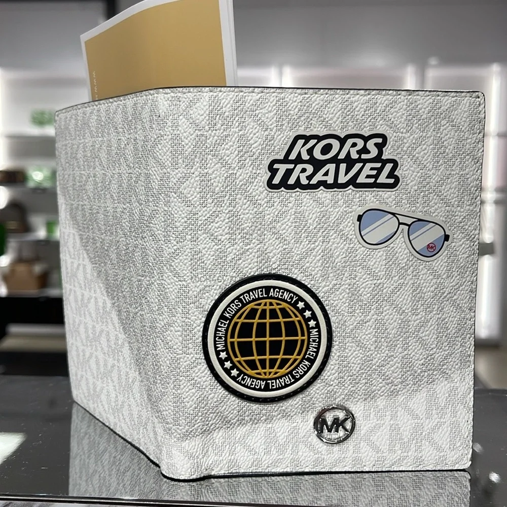 Michael Kors Jet Set Travel Medium Embellished Signature Logo Passport Case